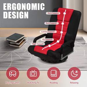 Nouveau Design base pivotante 360 rotation ajuster Position dossier pliant <span class=keywords><strong>sol</strong></span> jeu vidéo chaise d'ordinateur pour la lecture de TV jouer rouge - Product Image 4