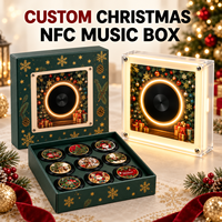 Boîte à musique rotative NFC de Noël en forme de disque vinyle, aimant de réfrigérateur, personnalisable en acrylique, cadeau souvenir de vacances, vente en gros