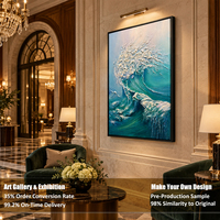Impression sur toile de vagues océaniques abstraites texturées, art mural, décoration intérieure, peinture à l'huile sur toile personnalisée en relief 3D, paysage côtier