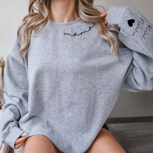 Felpa a maniche lunghe da donna con Logo ricamato personalizzato e nomi per bambini felpa con cappuccio ricamato mamma per l'inverno all'ingrosso - Product Image 4