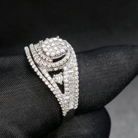 Perhiasan Mewah Perak S925 GRA D Color Moissanite Set Cincin Tumpuk untuk Pernikahan dan Pertunangan untuk Wanita Set Perhiasan Pengantin