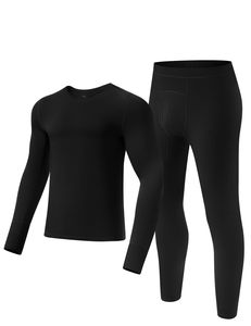 <span class=keywords><strong>Sous</strong></span>-vêtements thermiques pour hommes - Caleçons longs doublés de polaire, <span class=keywords><strong>couche</strong></span> de base <span class=keywords><strong>chaude</strong></span> pour l'hiver, haut et bas pour temps froid - Product Image 2