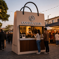 Kiosque de café préfabriqué en conteneur, stand modulaire extérieur avec fenêtre de service pour la vente de nourriture et de boissons en rue, idéal pour les entreprises de restauration rapide et les food trucks.