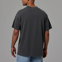 Kaos Mock Neck Pria Oversized Relaxed Fit 100% Katun Jersey Tebal Kaos Custom Logo Longgar Streetwear untuk Pria