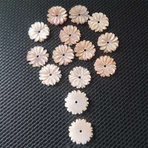 Wholesale custom natural mother of pearl shell flower beads for jewelry making materials