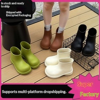 Bottes de pluie à semelle épaisse et tube bas tendance pour femmes, imperméables, antidérapantes, polyvalentes, pour usage extérieur, en EVA résistant à l'usure