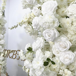 DKB Arch056 Papular White Rose y Baby Breath Artificial Silk Rose Wedding Arch Flower Decor para boda - Product Image 4