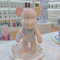Nouveauté 2025 : Figurine Ours Violent en Résine Liquide, Ornement Créatif, Cadeau DIY, Ours Liquide Blanc à Personnaliser
