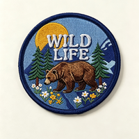 Patch brodé thermocollant 3D en tissu sergé, motif paysage de montagne écologique, pour chapeaux et sacs, vente en gros, personnalisé, Good Friday, rond