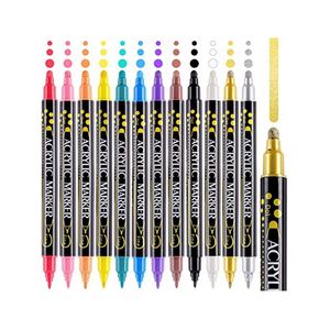 Acrylic Dual Tip Dot Pens Custom Children Diy <b>Painting</b> Graffiti Marker Art Supplies for <b>Stone</b> Metal Ceramic - Product Image 1