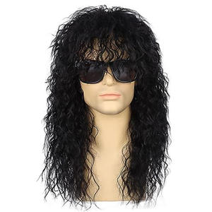 Peluca Larga Rizada Plateada Rubia Sintética Estilo Punk Rocker para Cosplay, para Hombres y Mujeres, Estilo Disco <span class=keywords><strong>Mullet</strong></span> de los 70/80, con Gorra de Malla Elástica sin Pegamento - Product Image 1