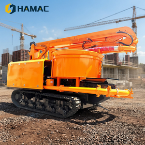 Minibomba de hormigón hidráulica autocargable sobre orugas HMC18 91KW para construcción con bomba de pluma eficiente - Product Image 3