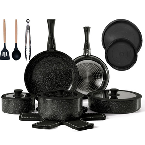 High Quality Modern <b>Ceramic</b> Coated Non-Stick Pots <b>Pans</b> Detachable Handle Utensils 19-Piece Aluminum Induction Cookware Set - Product Image 1