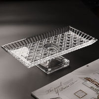 Plateau rectangulaire en cristal pur fait à la main de style européen, motif solide, plateau à découper, cristal transparent, plateau à fruits, dessert, plateau de salon