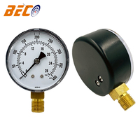 Manomètre à soufflet en laiton Beco Y60 2,5 pouces 28 bars/400 psi 1/4"NPT Kl1.6 à montage inférieur pour pression d'oxygène