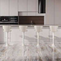 Tabouret de bar moderne et simple, réglable en hauteur, avec dossier, en cuir importé bronze antique, style luxe léger pour la maison