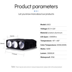 Xenplus <span class=keywords><strong>Super</strong></span> Bright LM23 160W Dual Colors Mini Led Work Light 12V 24V 30000lm Mini Led Driving Fog Light para motocicleta Jeep - Product Image 6