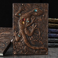Carnet de notes en cuir gaufré vintage 3D, carnet de notes quotidien en cuir fait main antique, carnet de croquis, journal de voyage