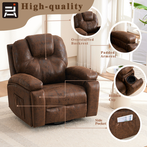 Yaşlılar için Modern Kahverengi Kumaş Döşemeli Metal Çerçeveli Sinema Koltuğu, Uzatılabilir Masaj ve Isıtma Özellikli, Kaldırılabilir ve Yatarlı Koltuk - Product Image 3