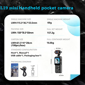 Cámara de acción de bolsillo 4K 1080p, portátil, con estabilización electrónica de imagen (<span class=keywords><strong>EIS</strong></span>), pantalla táctil, grabadora WiFi, gran angular, cámara deportiva para vlogs, tipo Osmo 3 - Product Image 3