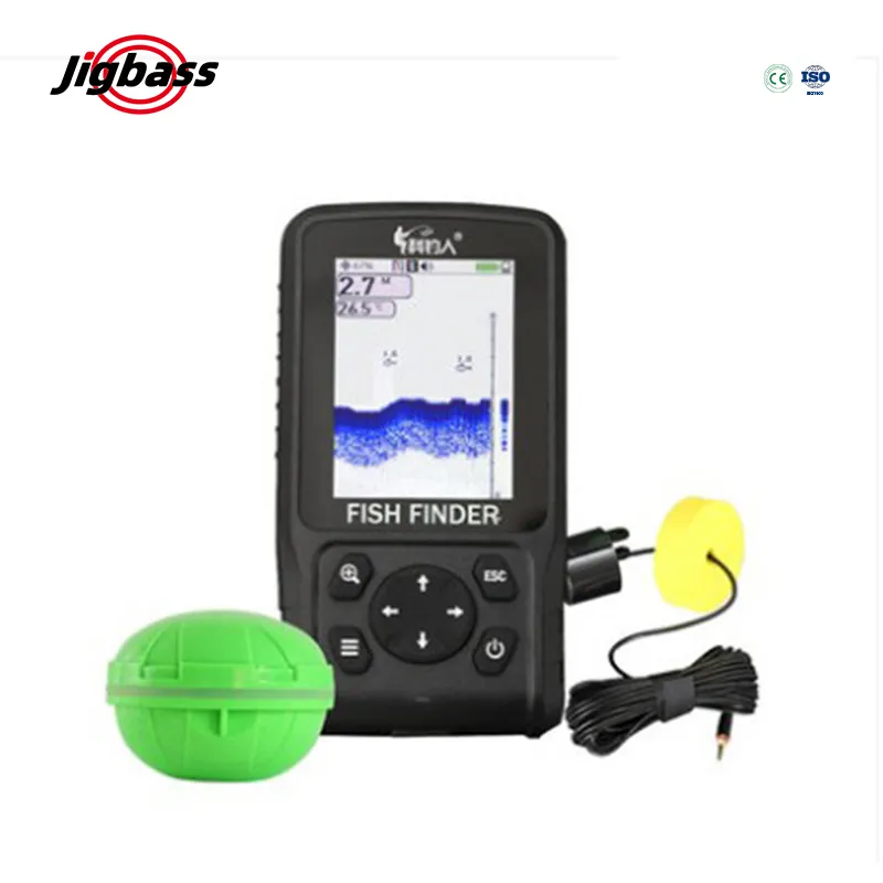 JIGBASS XF11Wหน้าจอสีสันแบบพกพา 10 M สายไร้สาย Echo Sounder 100 M ความลึก Transducer โซนาร์เซ็นเซอร์ปลา Finder