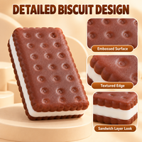 Jouet Squishy en PU à Remontée Lente, Forme Biscuit Sandwich, Couleurs Assorties, Doux à Presser, Anti-Stress, Boîte de 12 Pièces, Vente en Gros
