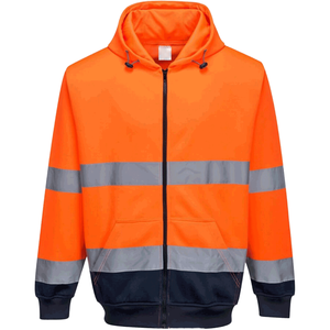 Venta al por mayor personalizada camisa de trabajo uniforme térmico a prueba de viento al aire libre algodón Sudadera con capucha con tira reflectante cremallera empalme Color polar - Product Image 2
