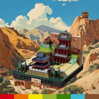 Set de Bloques de Construcción Detallados MOC, Edificio del Desierto, Ladrillos Encajables, Grandiosa Pagoda de Dunhuang, 236 Piezas