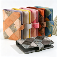 Organiseur de budget A6 en cuir patchwork avec fermoirs magnétiques, pochettes zippées, journal de budget avec enveloppes pour espèces, journal à feuilles mobiles