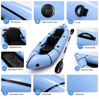 Kayak gonflable 2 places en TPU, prix usine 2026, packraft léger et durable, canoë compact pour la pêche en lac et rivière, bateau de voyage