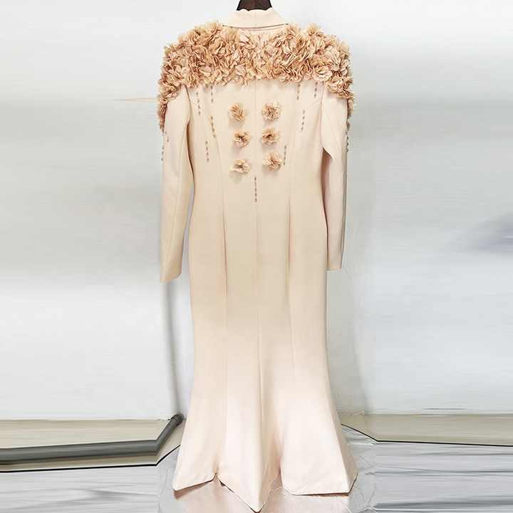 Luxury Beaded Evening Dress with 3D Flowers and Flowing Scarf SS060 main image 1