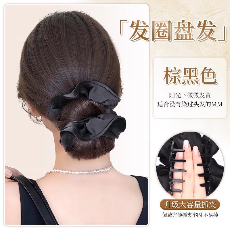 ยางรัดผมซาตินสีดำ [น้ำตาลดำ]