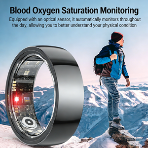 Bague connectée Black Tech pour la santé et le fitness, surveillance du <span class=keywords><strong>sommeil</strong></span>, fréquence cardiaque et oxygène sanguin, capture de photos à distance - Product Image 4