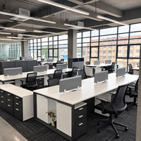 Bureau de travail modulaire pour 2, 4, 6 ou 8 personnes avec rangement pour atelier ou bureau ouvert