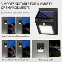 Lampe murale solaire de sécurité 20 LED avec détecteur de mouvement PIR, 3 modes, étanche, 1200 mAh, pour extérieur, garage, jardin, clôture