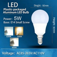 Ampoule LED E14 A19 Alimentée en Courant Alternatif Blanc Froid 6500K Blanc Chaud 3000K Haute Luminosité Économie d'Énergie pour Lustre Résidentiel et Murale