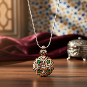 Authentic Silver Round Shape <b>Pendant</b> in Wholesale Turkish 925 Sterling Silver Jewelry -For Women - Product Image 3