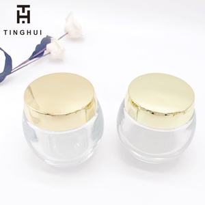 Nouveau pot en verre dépoli rond et bombé pour crème visage, avec capuchon doré, transparent mat, pour soins cosmétiques, lotions et gommages - Product Image 3