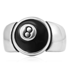 yunnique Billiards Style Black 8 Ball <b>Ring</b> <b>Titanium</b> Steel Unisex Gift Jewelry - Product Image 3