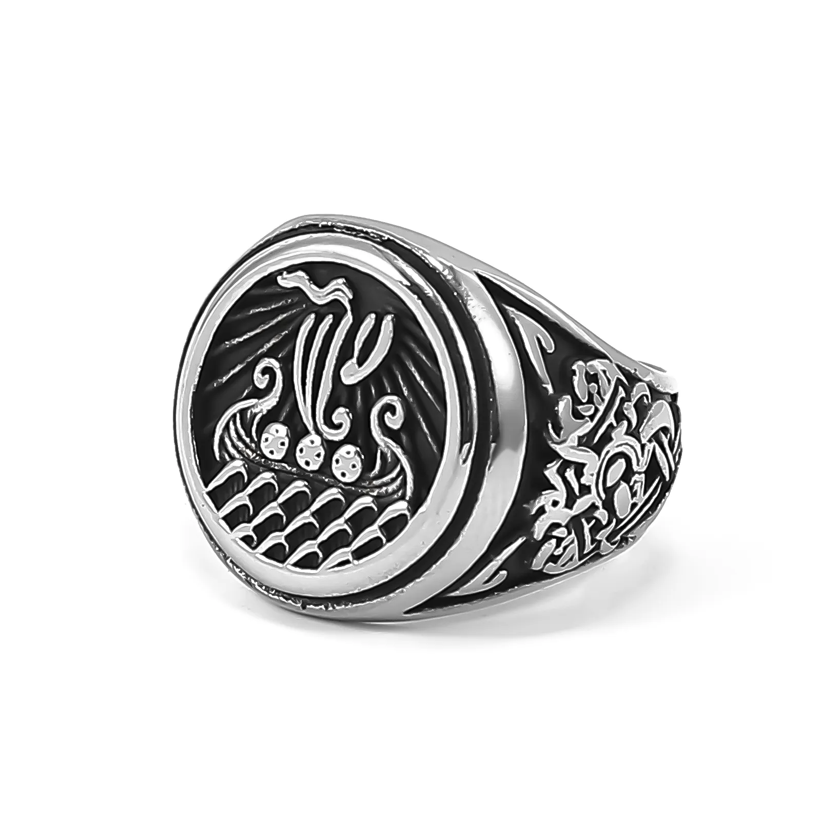 Nordischer Schmuck Wikinger Schiffs ring Edelstahl Herren ring Gussring