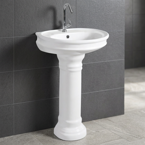 Vistaar OEM Slim Oval Ceramic Pedestal Wash Basin Easy Clean Modern Design Bathroom Sanitary Ware - Product Image 2