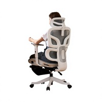 Chaise ergonomique avec support lombaire, chaise d'ordinateur pour usage domestique, chaise de jeu pour longues sessions, inclinable, réglable en hauteur, accoudoirs 3D, en mesh