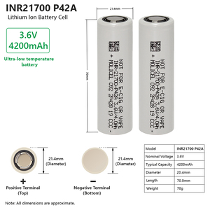 แบตเตอรี่ลิเธียมแบบชาร์จได้ 3.7V INR21700 P42A 4200mah สำหรับอุณหภูมิต่ำ  กระแสปล่อยสูงสุด 45A  ใช้งานได้ 500 รอบ - Product Image 3