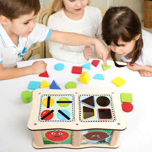 나무 장난감 도매 기하학 모양 색상 정렬 스택 매칭 상자 빌딩 블록 세트 어린이 몬테소리 교육 장난감 - Product Image 2
