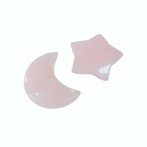 Pink moon Shaped Rose Quartz Guasha Board Facial Massage Stone Set Smooth Shape For Face Care - Product Image 2