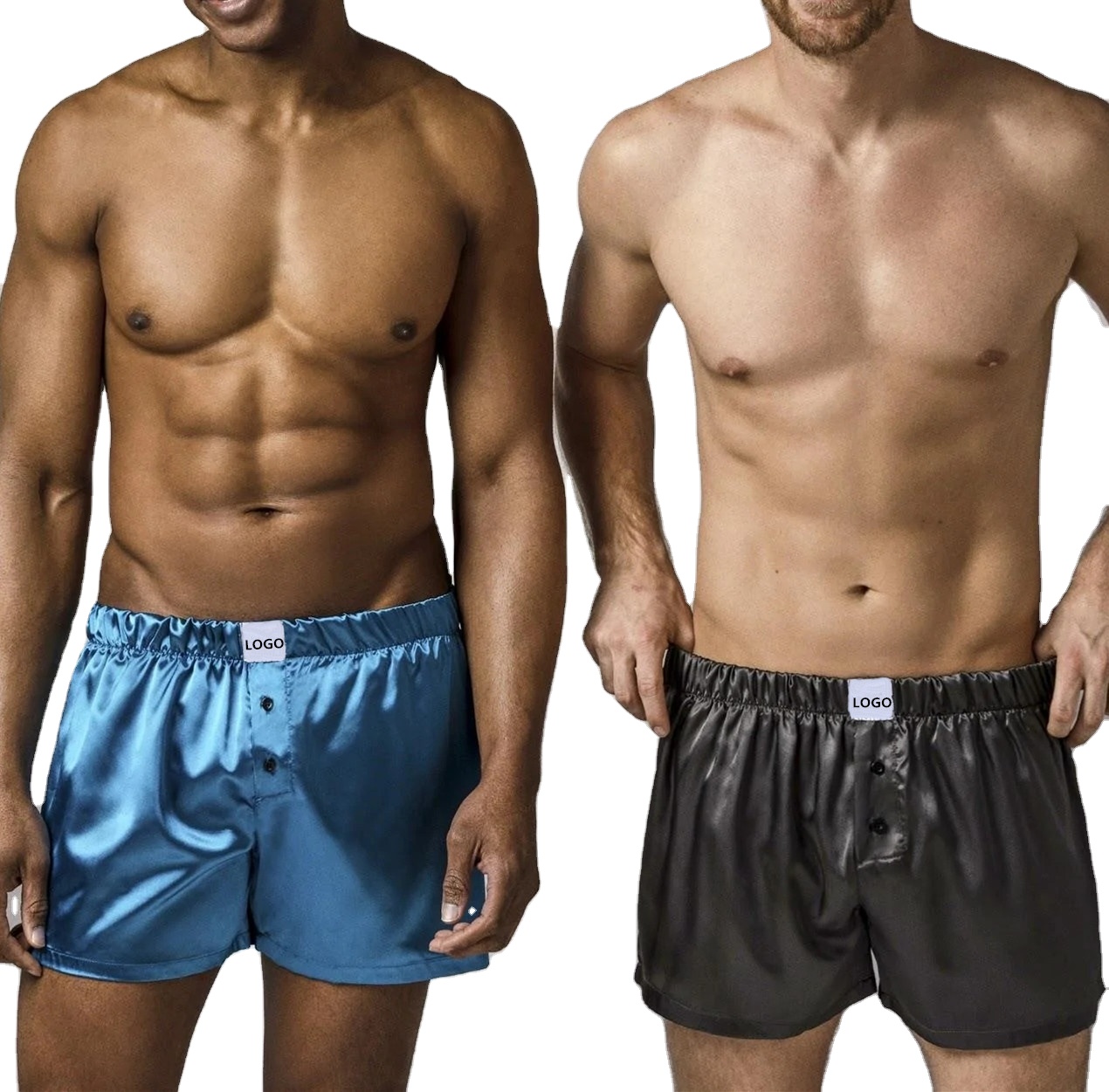 Boxer Homme En Soie Artificielle – Satin – Short Pyjama – Noir – Taille Unique