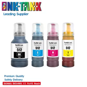 T512-tanque de tinta a base de agua para impresora Epson ET-7700, botella a granel Compatible con recarga de tinta a base de agua, Color prémium 512, ET-7750