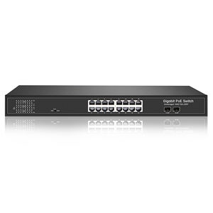 16 PoE + bağlantı noktası 1U rafa monte edilebilir 300W 16 portlu Gigabit Ethernet yönetilmeyen <span class=keywords><strong>2</strong></span> 1G Uplink SFP PoE anahtarı - Product Image 5