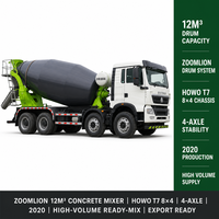 Camion malaxeur à béton Zoomlion 12m3 d'occasion 8x4 HOWO T7 2020, moteur, export Chine