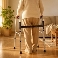 Déambulateur pliant réglable en hauteur sur 8 niveaux (72-86 cm), léger (2,2 kg), en acier chromé, avec pieds antidérapants, pour la mobilité des personnes âgées